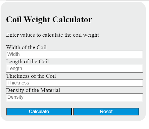 Steel Coil Weight Calculator – Easily Estimate Coil Weight by Dimensions